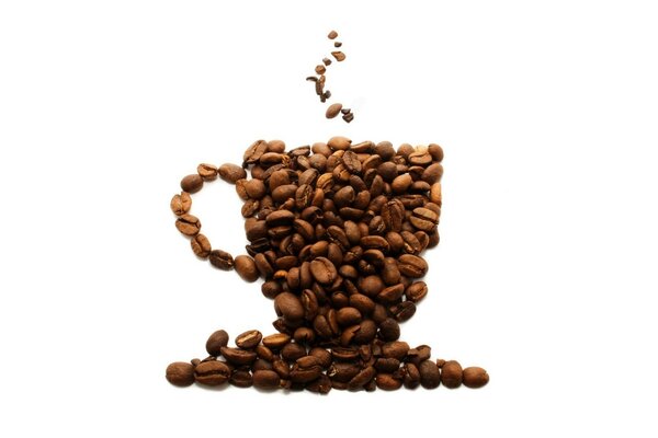 Illustration of a cup of coffee using coffee beans