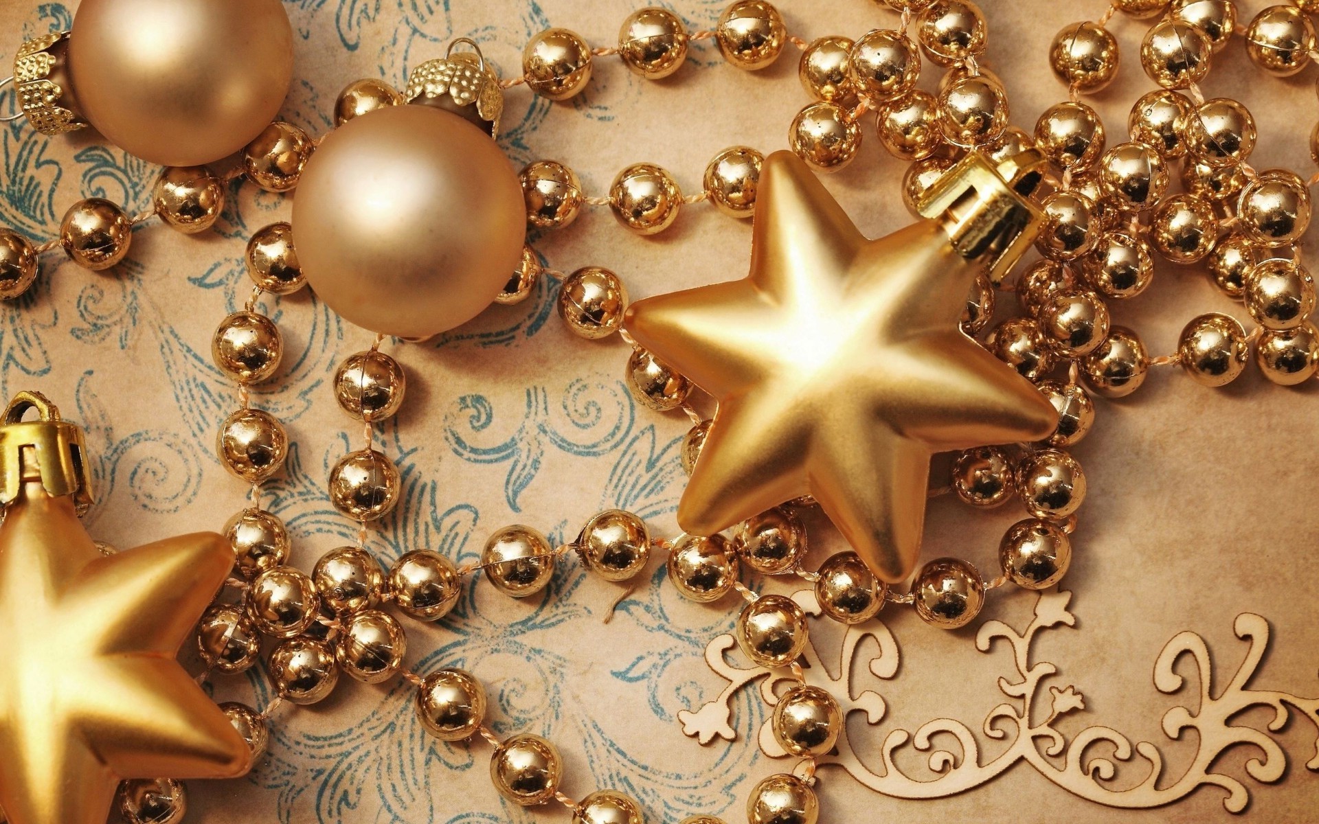 new year gold shining christmas decoration glisten luxury jewelry gift precious beads ornate shape