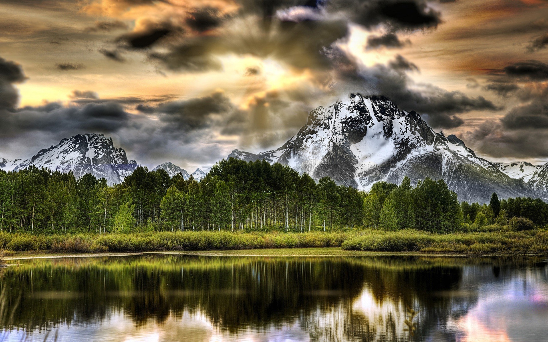 mountains reflection lake water landscape nature mountain sky dawn sunset wood scenic outdoors travel river snow