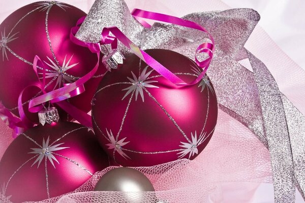 Pink Christmas ball on the Christmas tree