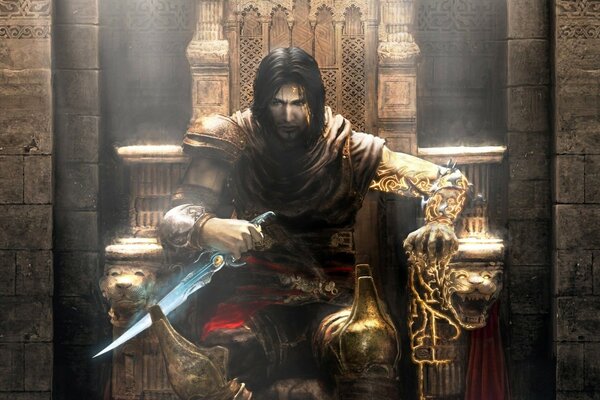 Prince of Persia on the throne with a dagger