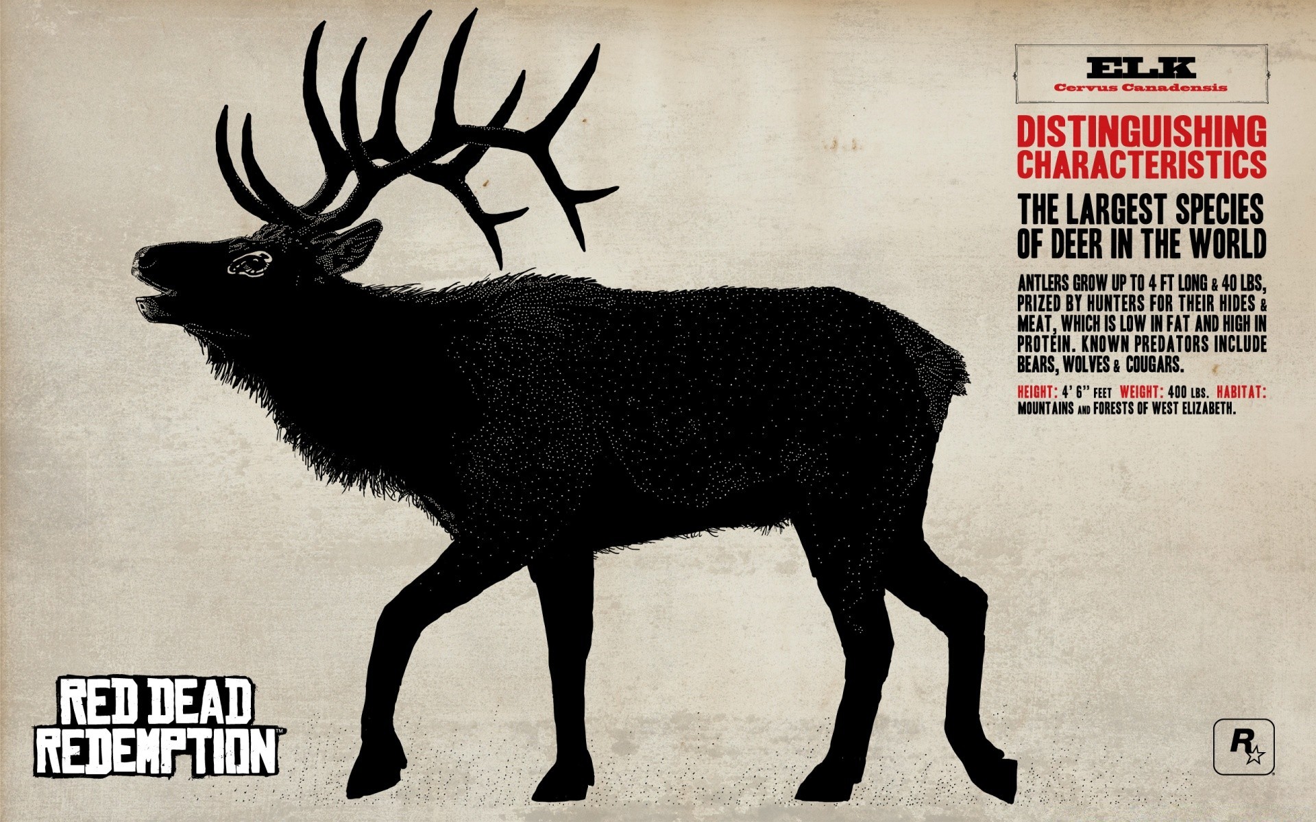 red dead redemption faune mammifère cerf animal wapiti