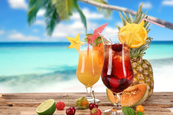 Boissons exotiques en vacances d été