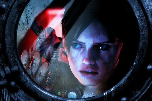 Resident evil. Girl s face close-up