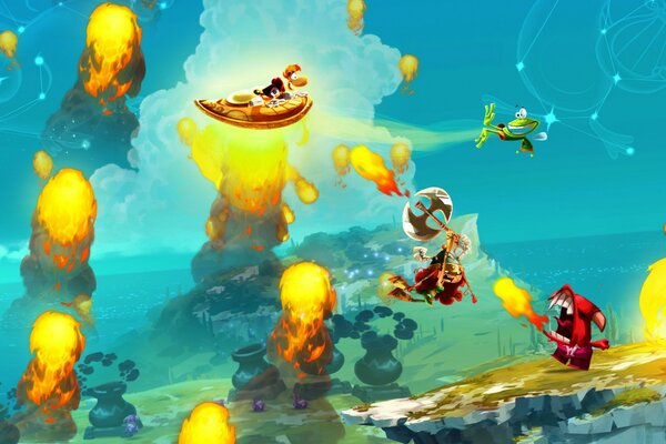 Rayman. The battle at sea. Fireballs