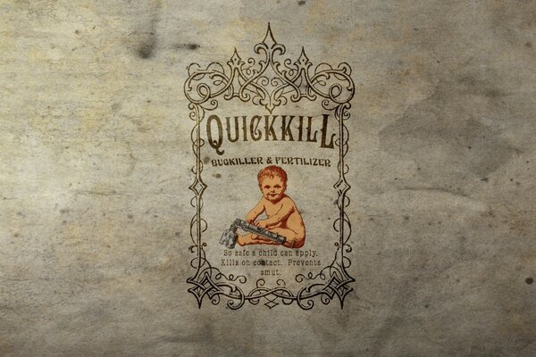 On old paper, the baby and the coat of arms