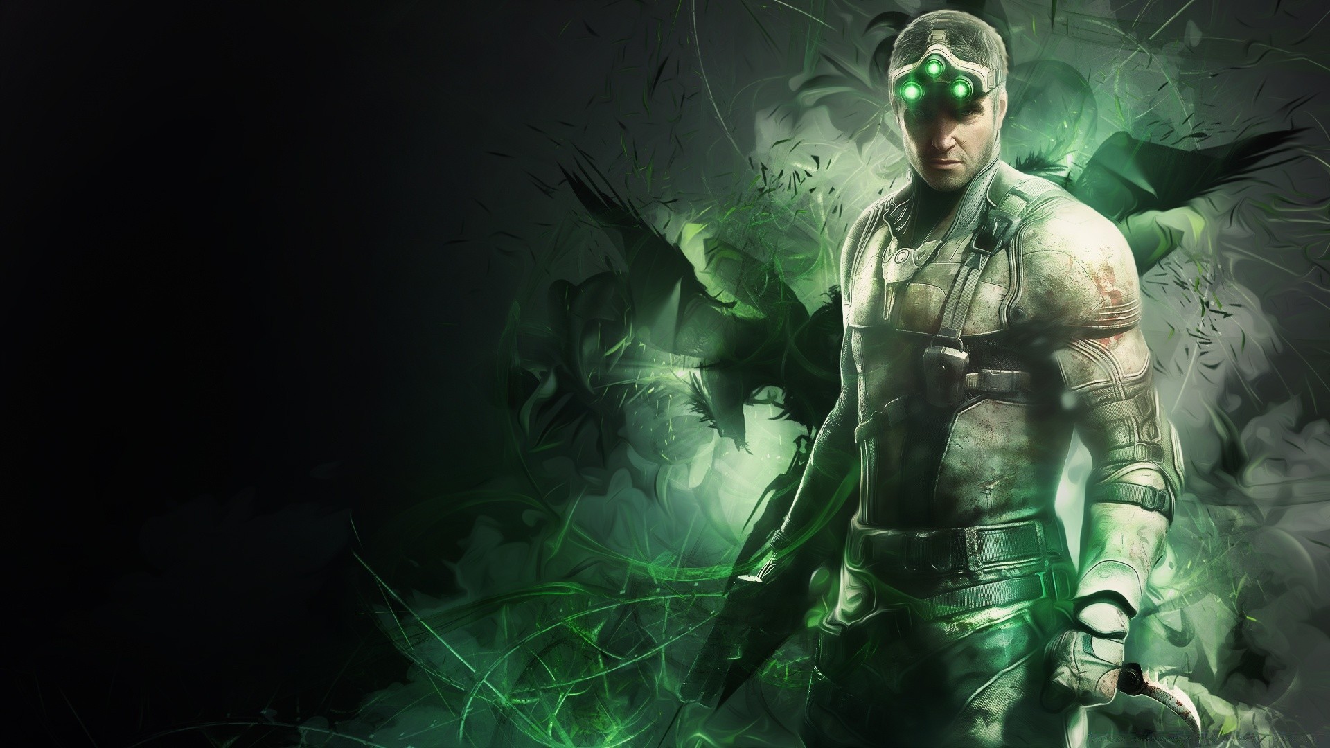 splinter cell science man futuristic dark war exploration one adult future fantasy mask smoke art uniform military