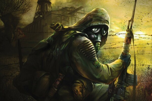 Militar em uma máscara protetora do jogo