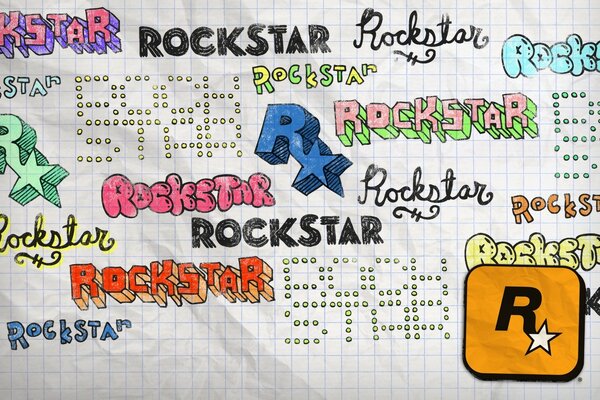 Әр түрлі қаріптермен rockstar games жазуы