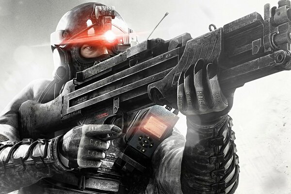 Военный splinter cell с ружьём