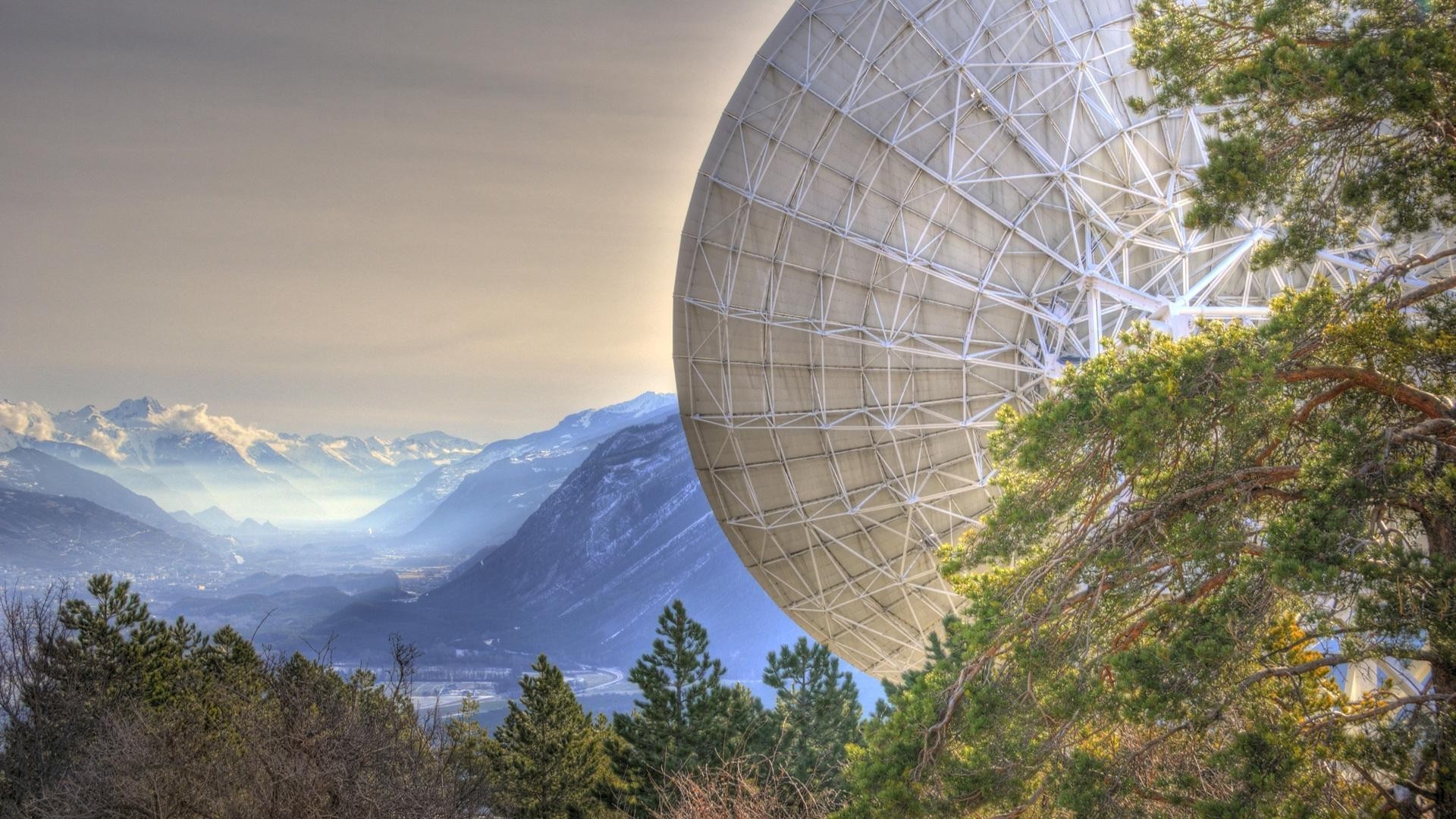 montañas cielo satélite árbol observatorio naturaleza madera viajes alta tecnología paisaje