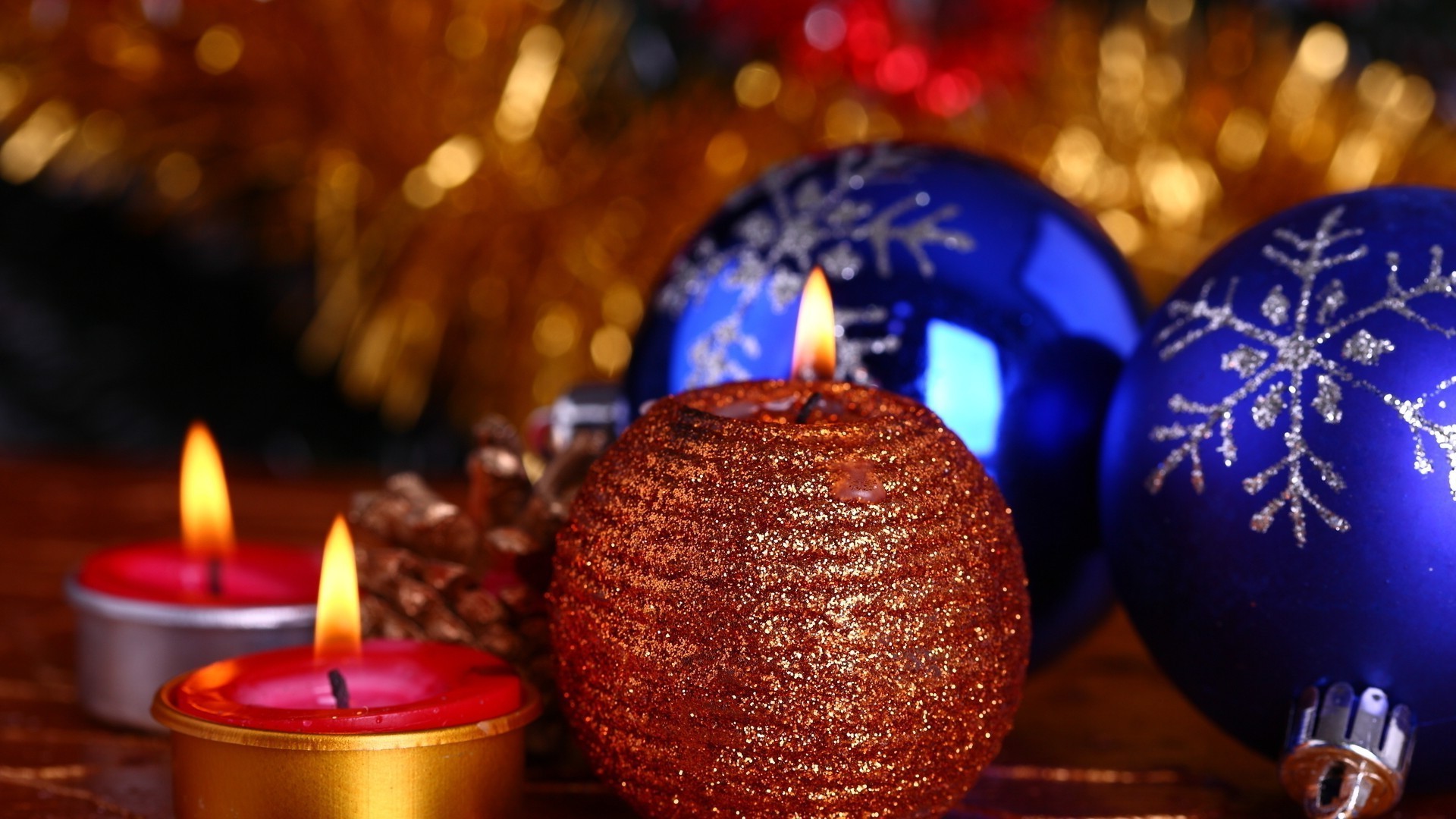 año nuevo navidad vela vela invierno vacaciones decoración luz brilla oro bola aparición llama brillante quemado hilo merry tradicional esfera cera