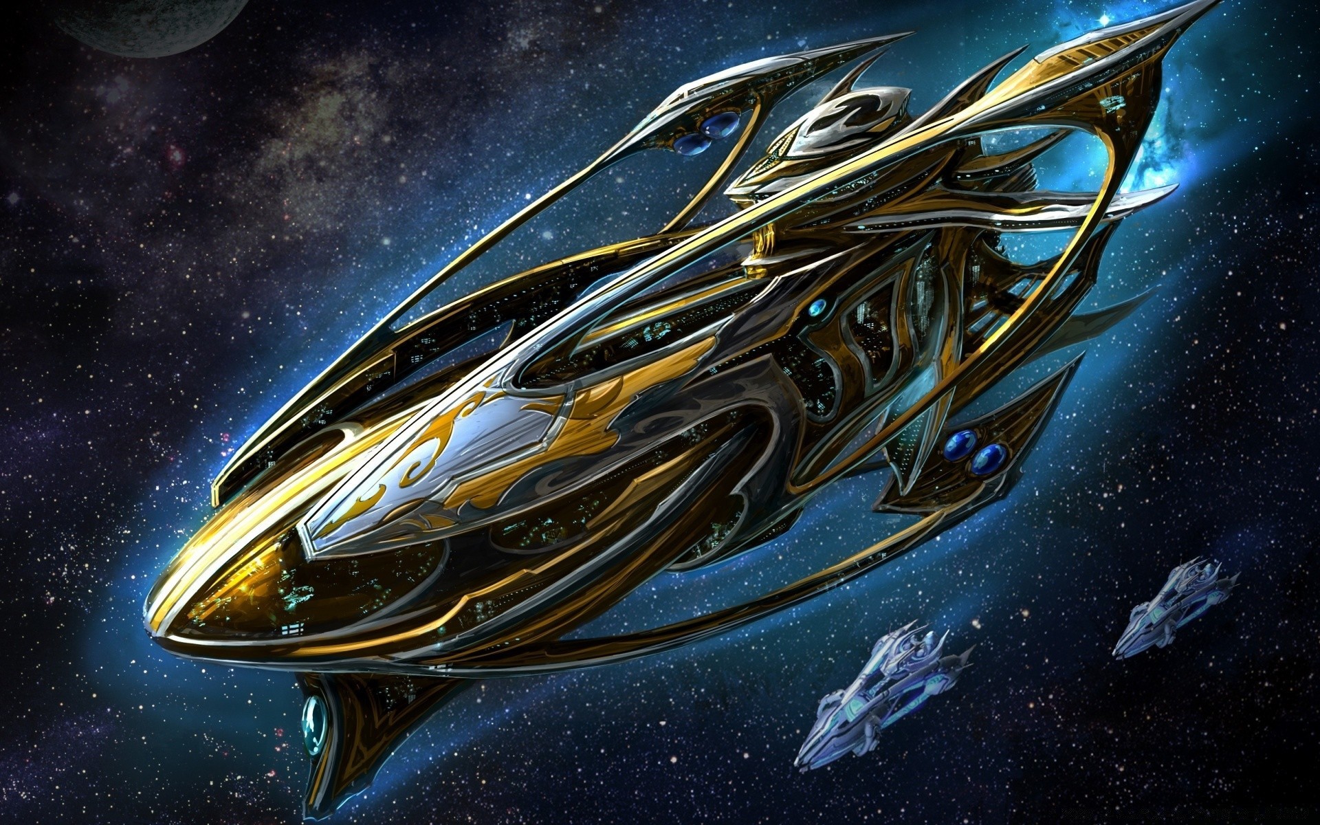 starcraft exploration vehicle fish light spacecraft science fantasy desktop astronomy travel