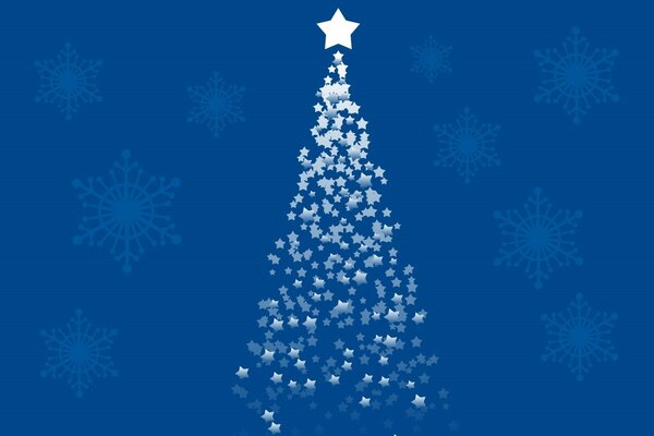 تركيب شجرة عيد الميلاد على خلفية زرقاء