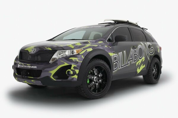 SUV with airbrushing on a clean background