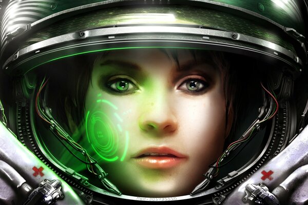 StarCraft retrato chica astronauta