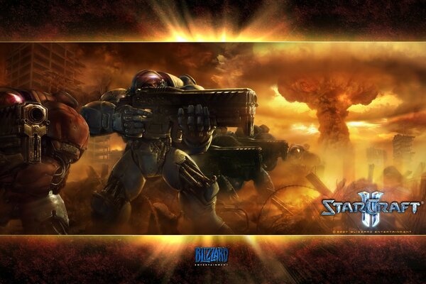 Guerra de fuego y humo starcraft con militares