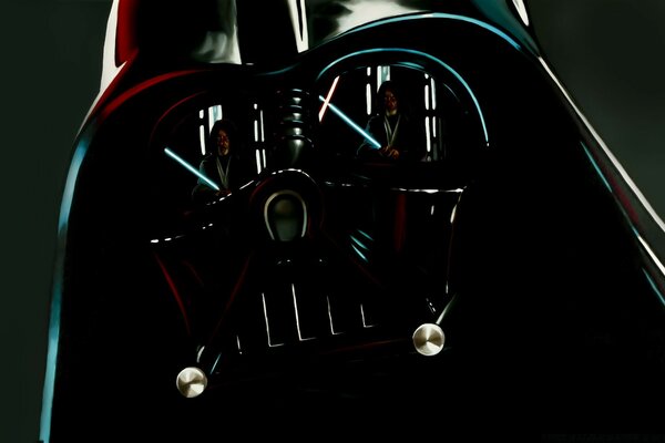 Máscara de Darth Vader com reflexo de guerreiro
