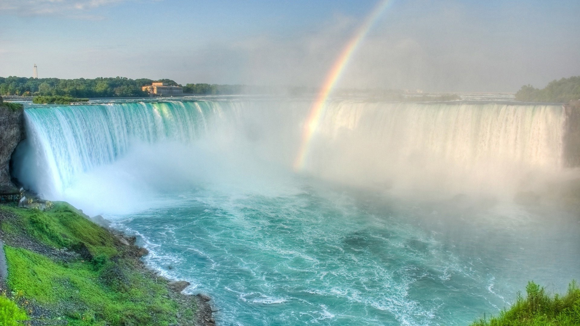 waterfalls water rainbow waterfall landscape travel nature spray summer surf outdoors seashore river recreation motion beach sky