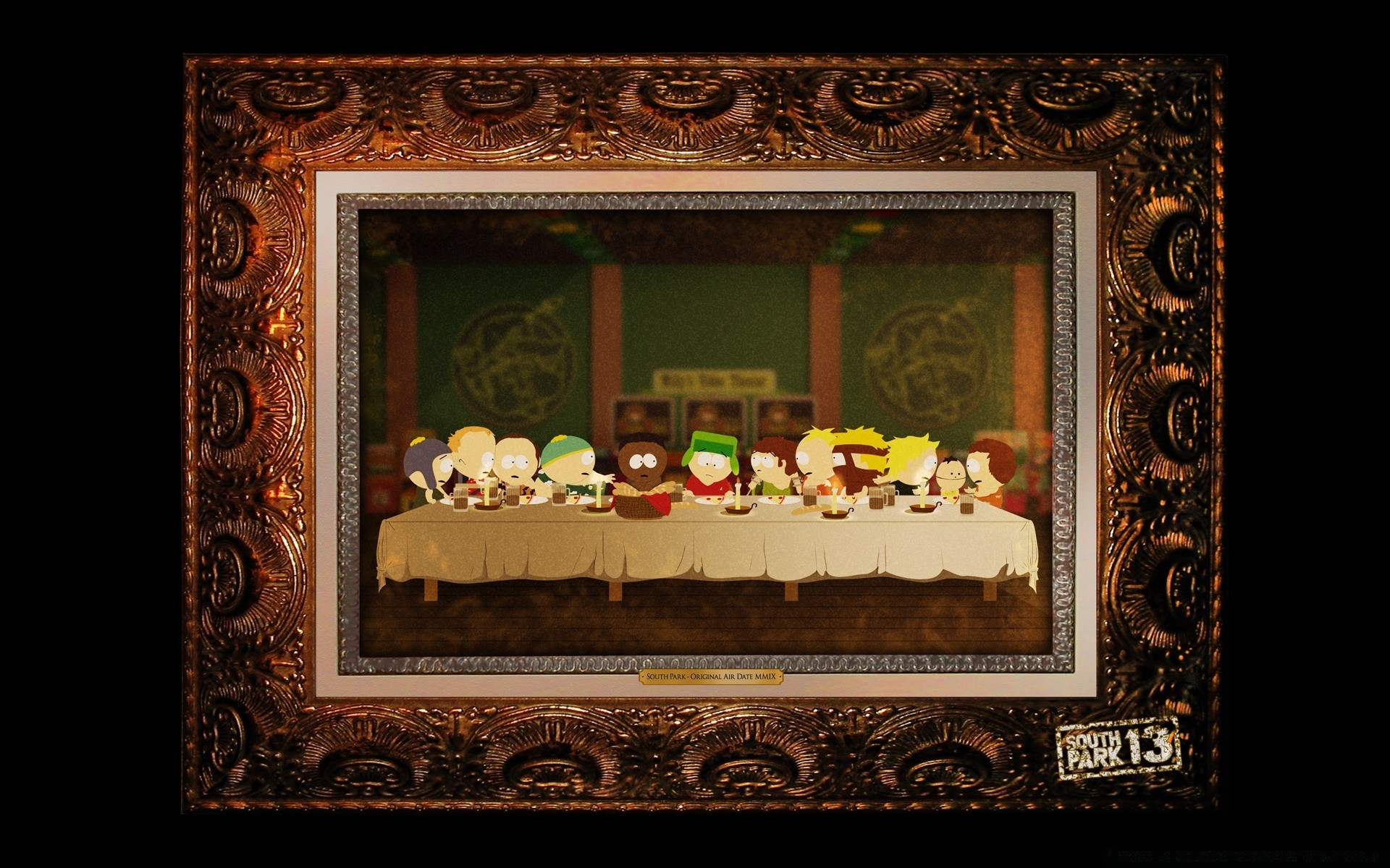 south park marco de fotos pintura museo arte decoración exposición margen adornado escritorio en blanco reparto madera diseño en blanco