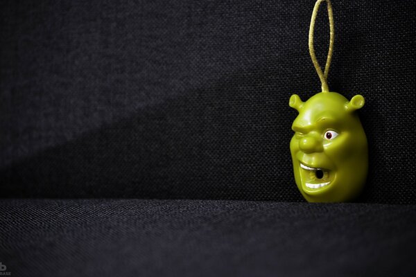 Keychain with shrek on a rope