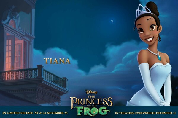 Disney Prinzessin Tiana aus dem Zeichentrickfilm Prinzessin und Frosch