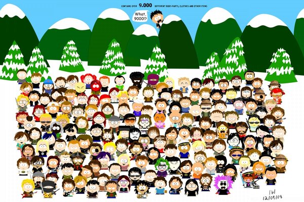 Los hombres de South Park en el fondo de la montaña