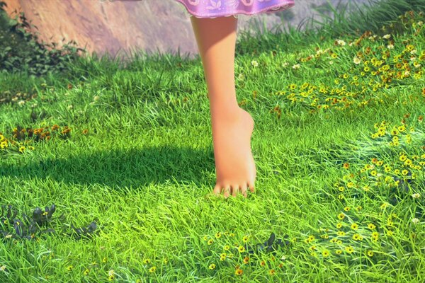 Image of a foot in the grass in nature