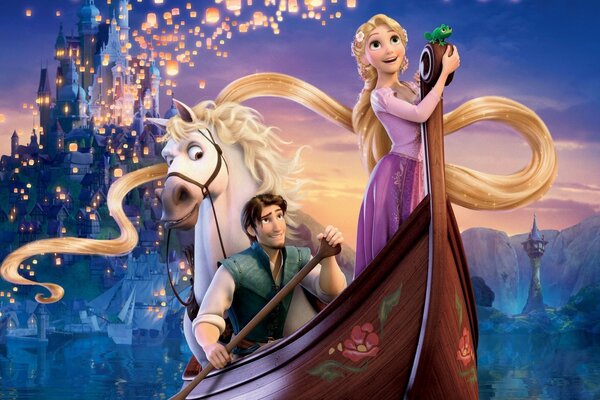 Fotograma atmosférico de la caricatura de Rapunzel