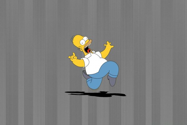 Running Homer Simpsons on a gray background