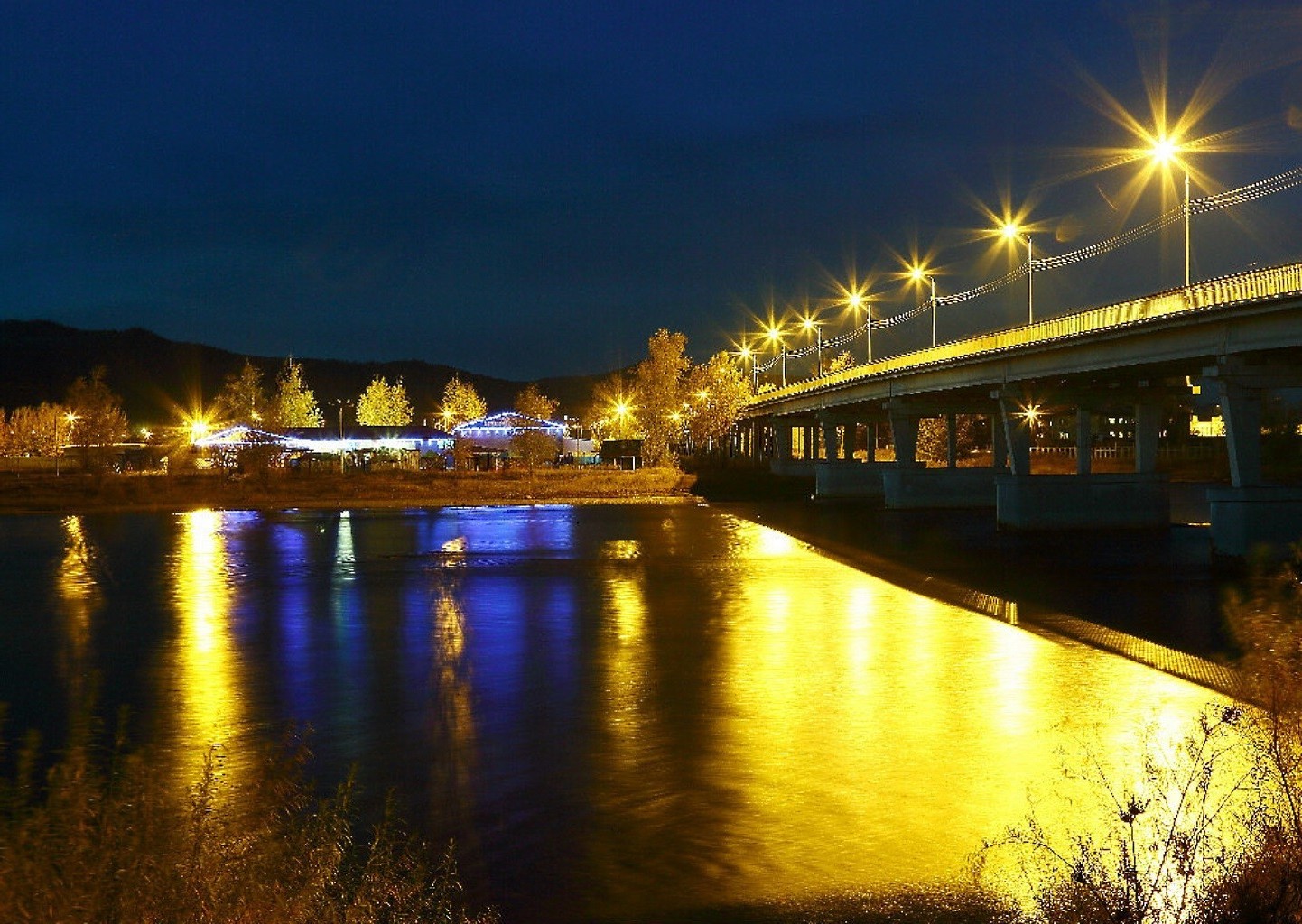 famous places bridge river water reflection city dusk travel evening sunset transportation system architecture dawn urban light sky street road