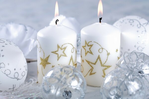 Christmas candles for New Year holidays