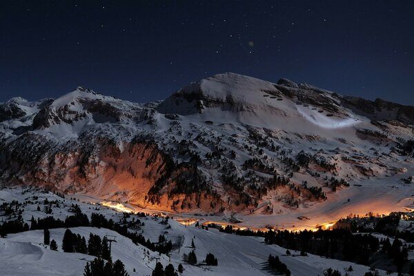 Picturesque landscape of snow-capped mountains