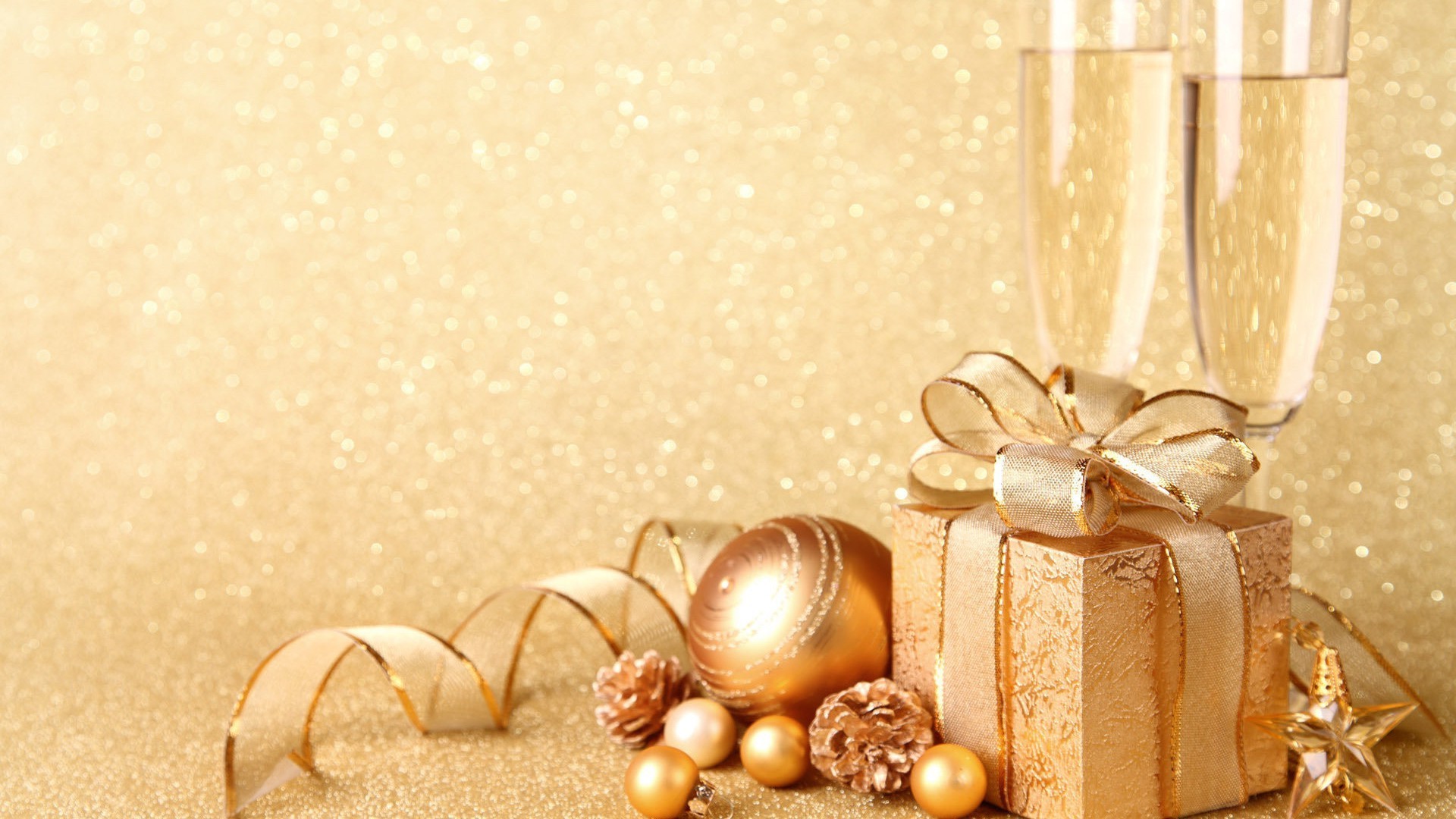 neujahr weihnachten dekoration gold faden bogen urlaub geschenk glänzt winter desktop urlaub box ball merry luxus verzierte glitzern karte