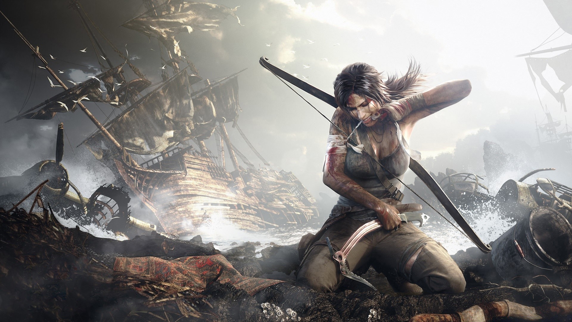 tomb raider erwachsener rauch allein waffe auto flamme