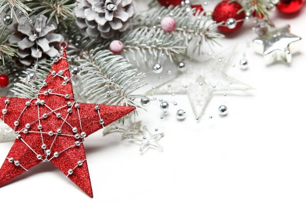 Red Christmas tree star for the New Year