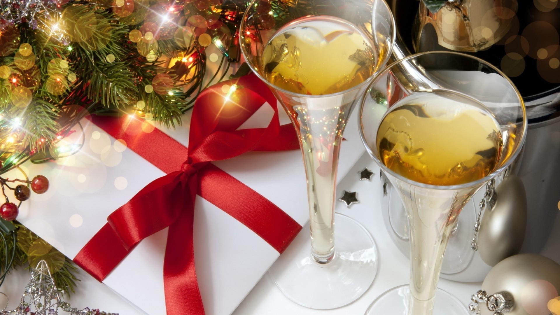 nuovo anno natale vacanza champagne vetro filo vino decorazione partito splende eva interior design inverno frizzante lusso oro vacanza