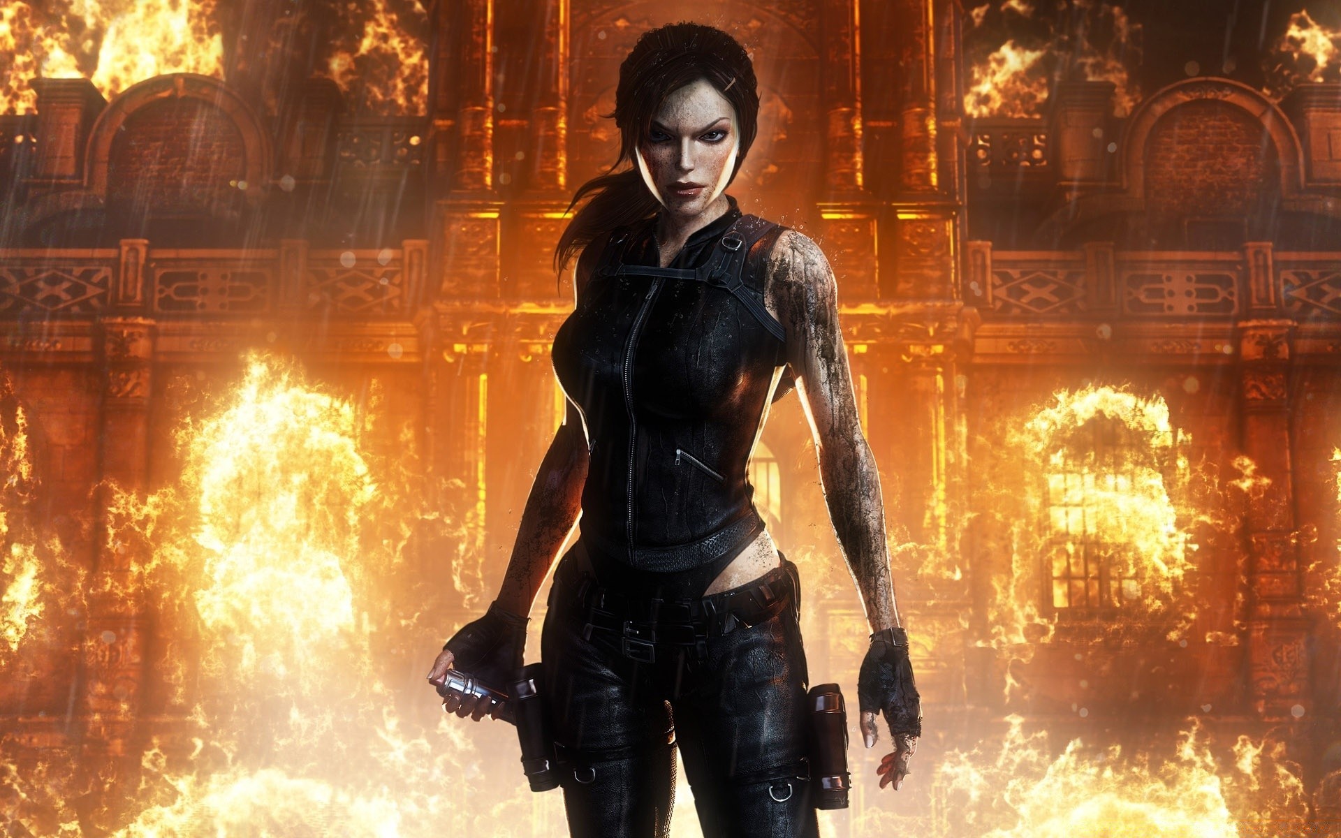 tomb raider flamme fumée chaud danger chaleur adulte femme