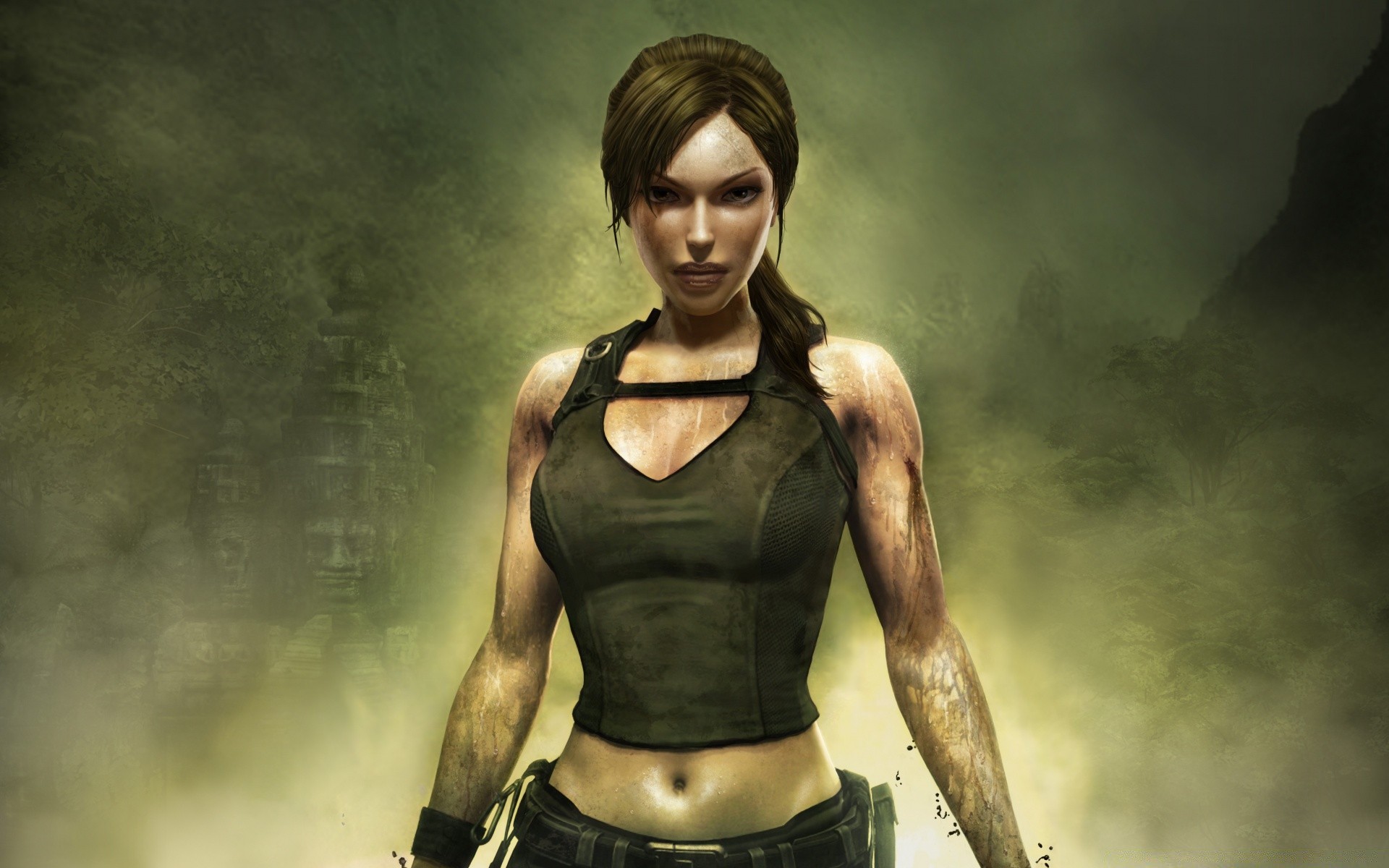 tomb raider ересек бір кию портрет әйел модель сән сексуалдық ню күш