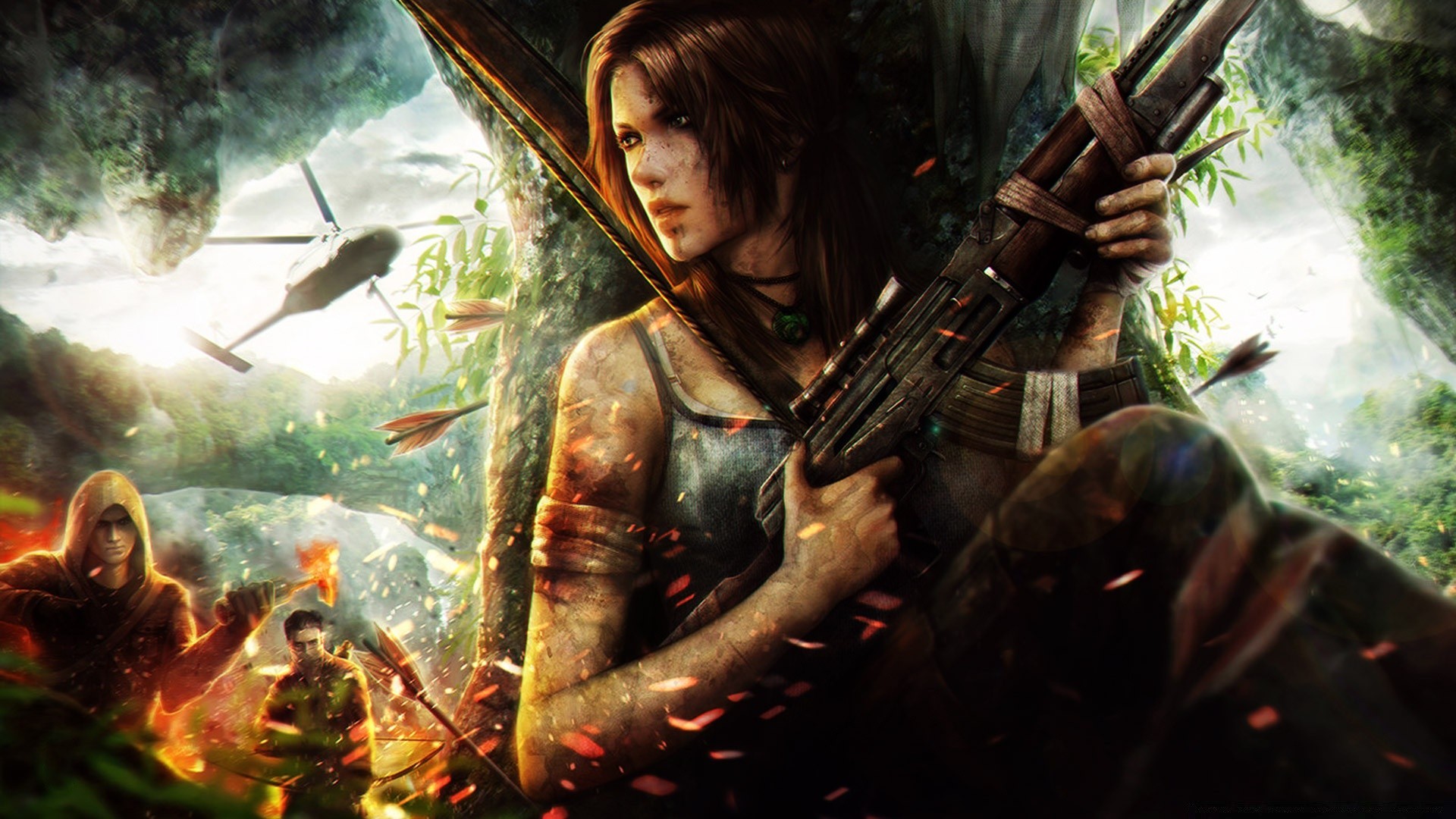 tomb raider arte mujer pintura adulto solo