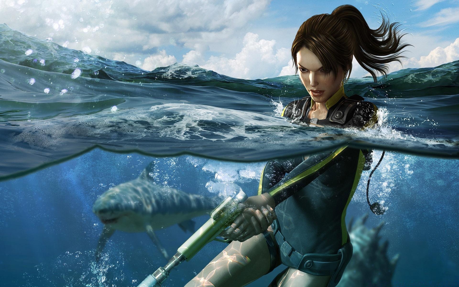 tomb raider su sualtı deniz okyanus yüzme seyahat tatil yalnız ıslak açık havada yaz tatil plaj