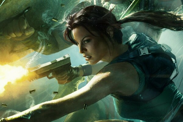 Gros plan d une fille de tomb raider