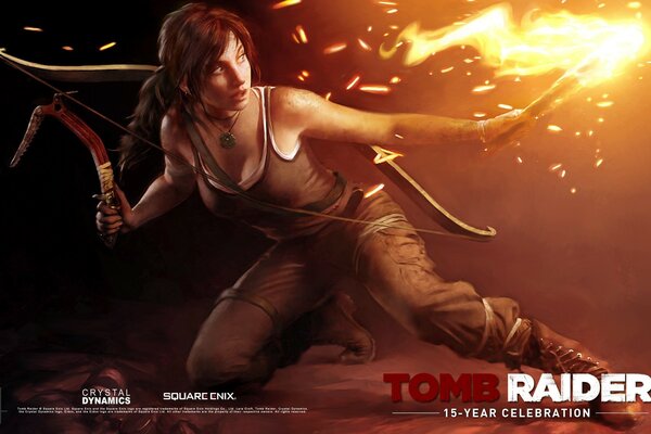 Lara Croft con la antorcha encendida