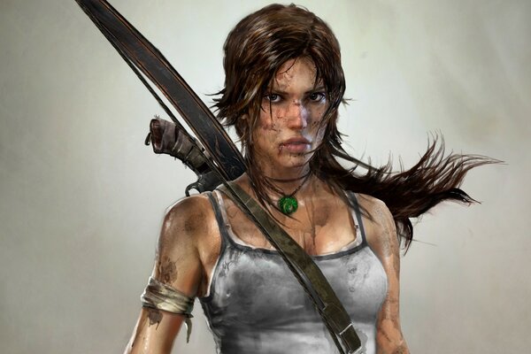 Portrait of a girl from the tomb raider game