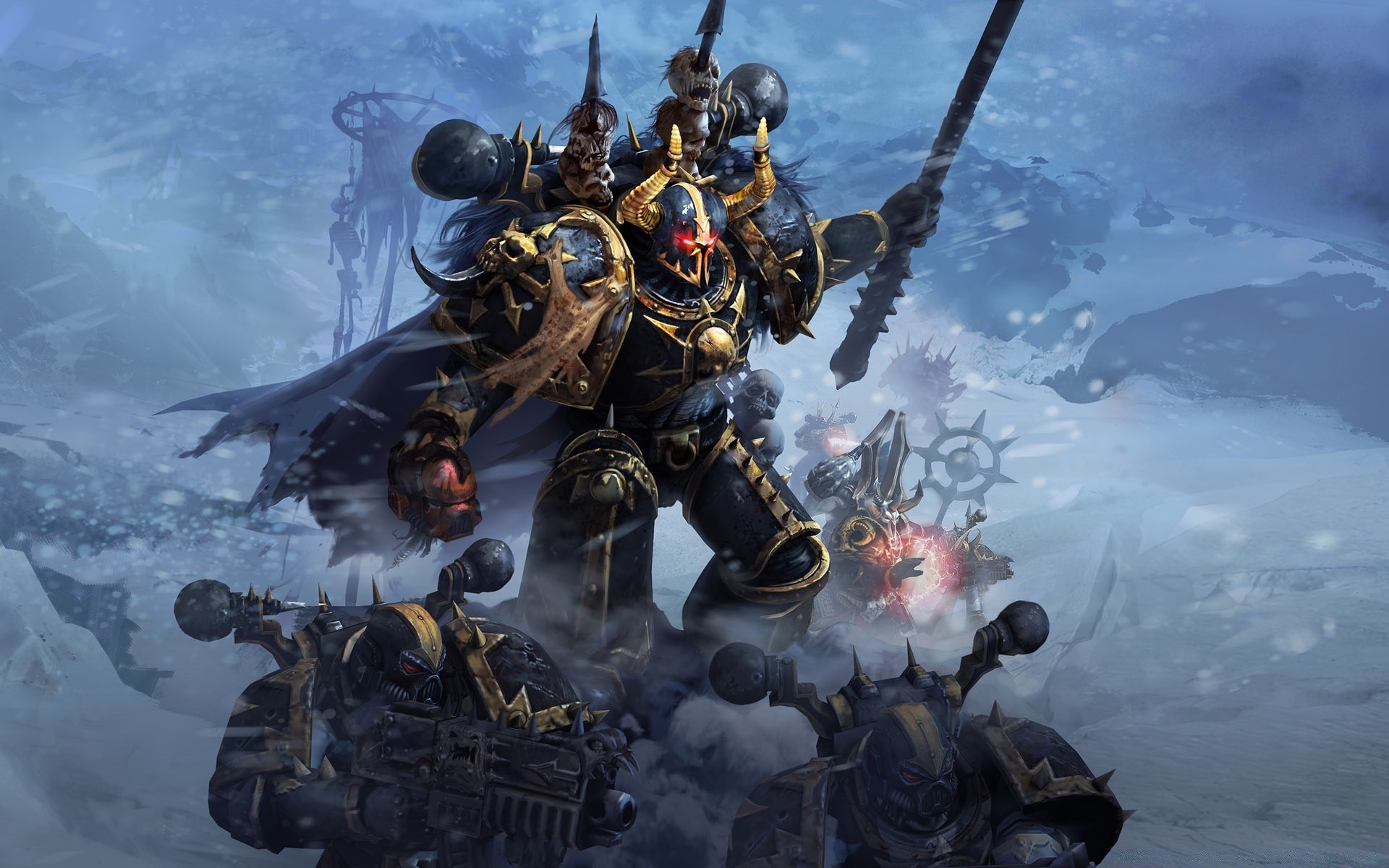 warhammer neve inverno carro grupo homem guerra exploração