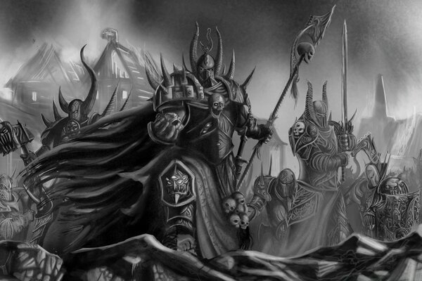 Warhammer 40000 Schwarz-Weiß-Kunst