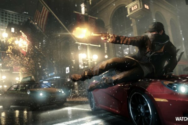 Watch_dogs juego. Disparos en coche