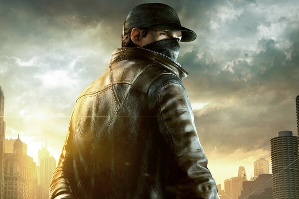 Watch_dogs ville coucher de soleil homme en casquette