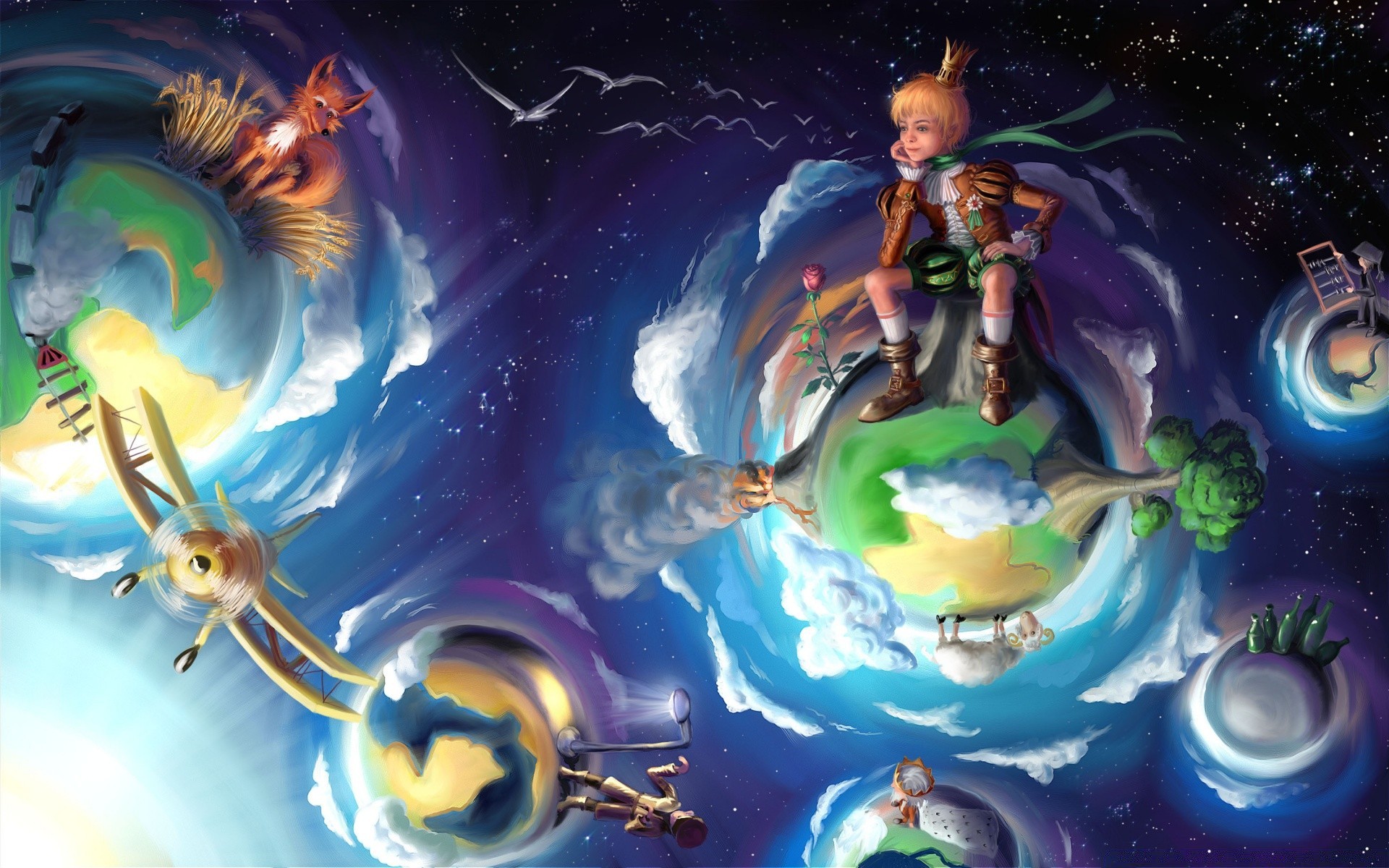 día del niño planetas en forma de bola luna ilustración extraterrestre fantasía ciencia luz arte fantasía extraño resumen