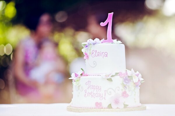 Cake with a candle for a holiday wedding